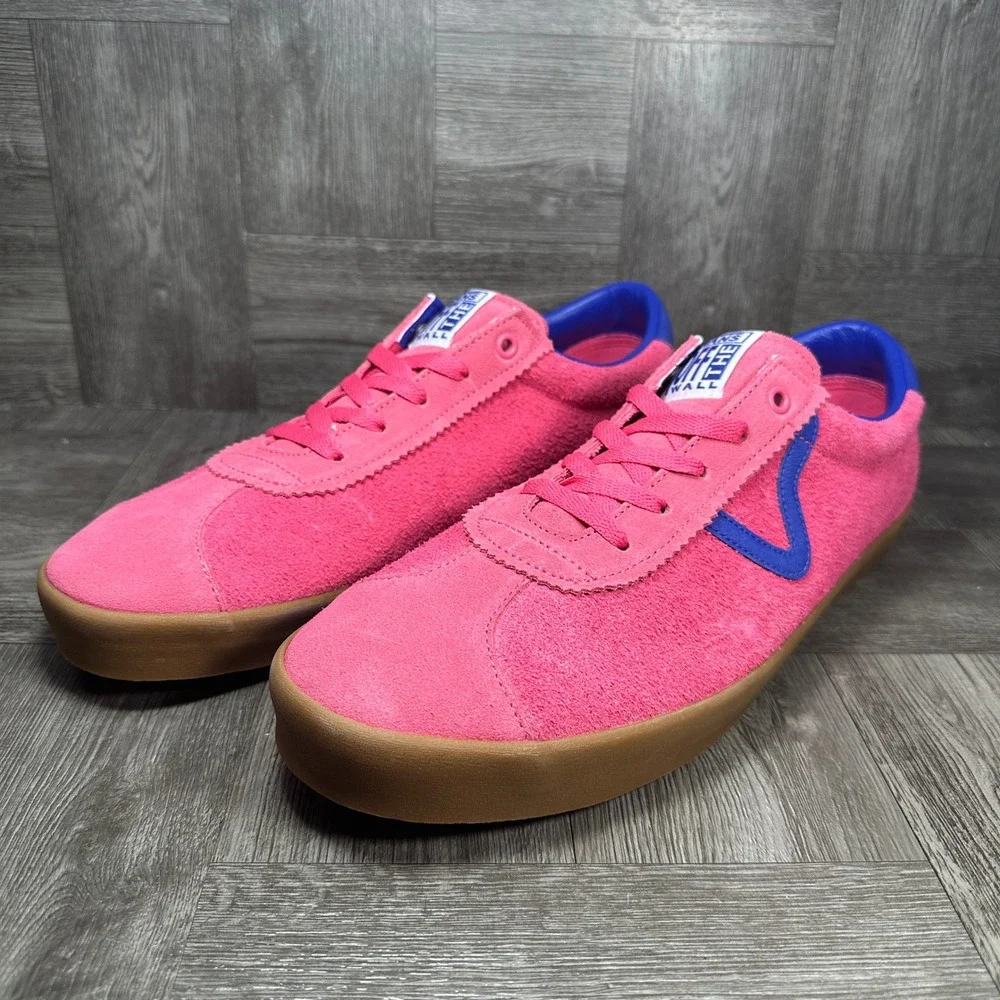 Vans Sport Sneakers Men 12 Pink Blue Gum Hairy Suede Skate Low Top NEW
